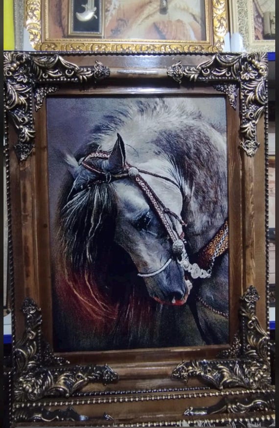 ペルシャ絨毯、織物、馬のギフト、馬の記念ギフト、馬の壁アート