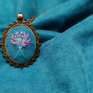 Handmade Embroidered Necklace, Embroidered Pendants, Floral Necklaces, Handmade Pendants, Embroidered Jewelry, Embroidery Accessories