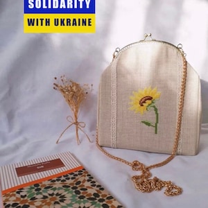 Kit de bordado bolsa de billetera, bolsa de asa bolsos bordados Bolsa de girasol, Kit de bordado de monedero de moneda de hebilla, Regalo del Día de la Madre