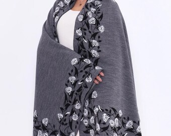 Mantón extra largo para mujer, bufanda bohemia para mujer con borla, abrigo nupcial cálido en regalo de invierno para su chal de pashmina, chal de ganchillo