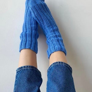 Wool Socks-Hand Made Wool Socks%100 Hand MadeKnitted Woolly Slipper Socks-All Hand Woven Socks,Ukraine Socks,Organic wool socks Blue