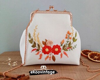 刺繍キット ウォレットバッグ、ハンドルバッグ | 刺繍ハンドバッグ、初心者向けキャンバス財布チェーンバッグ、バックルコインケース刺繍キット、DIYクラフトキット