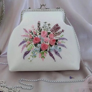 Bolso de cartera del kit de bordado, bolso de mango / bolsos bordados, bolso de cadena de bolso de lona para principiantes, kit de bordado de monedero de moneda con hebilla, kit de artesanía diy