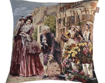 Versailles Decor - French home decor -Romeo & Juliet- François - Boucher Painting - Gobelin Throw Pillow  - Belgian Tapestry Pillow Cover