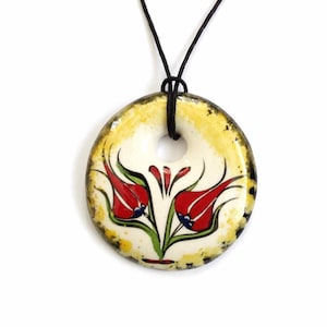 Ceramic Necklace - Pendant Necklace-China  Necklace,Coastal Jewelry, Porcelain and Gold, Long boho unique pendant, Artisan porcelain jewelry