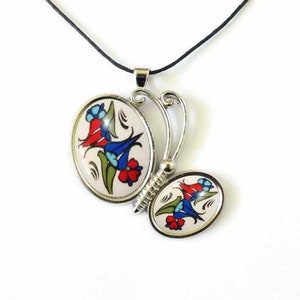 Ceramic Necklace - Pendant Necklace-China  Necklace,Coastal Jewelry, Porcelain and Gold, Long boho unique pendant, Artisan porcelain jewelry