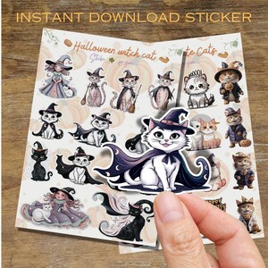 Süße Katzen Sticker zum ausdrucken und digital ausschneiden von 2 PNG Stickerbögen in verschiedenen Designs. Kleben Sie es auf Ihre Sachen. Jetzt herunterladen !!