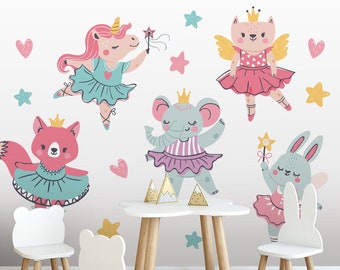 Animal Ballerina \ Wall Decal \ Removable Wall Stickers \ Self Adhesive Wall Decal \ Wall Art