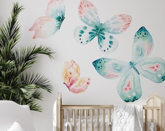 Colorful Watercolor Butterflies \ Wall Decal \ Removable Wall Stickers \ Self Adhesive Wall Decal \ Wall Art