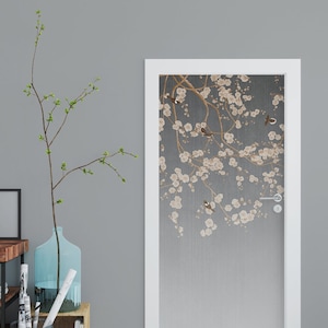 Birds on Branches Nature Door Decal \ Door Sticker \ Peel and Stick Vinyl Sticker \ Removable Decal \ Home Decor