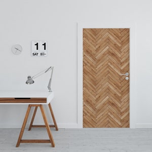 Wooden Parquet Nature Door Decal \ Door Sticker \ Peel and Stick Vinyl Sticker \ Removable Decal \ Home Decor