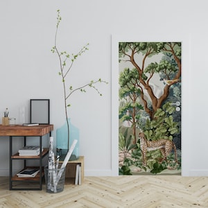 Cheetah in the Jungle Nature Door Decal \ Door Sticker \ Peel and Stick Vinyl Sticker \ Removable Decal \ Home Decor