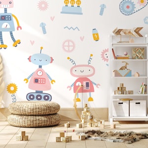 Pastel Robot Joy \ Wall Decal \ Removable Wall Stickers \ Self Adhesive Wall Decal \ Wall Art