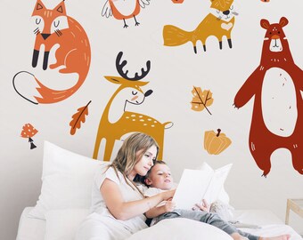 Cute Forest Animals \ Wall Decal \ Removable Wall Stickers\ Self Adhesive Wall Decal \ Wall Art