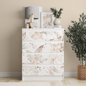 Ikea Malm Decal Orchid Flower \ Dresser Sticker \ Removable Decal \ Ikea Dresser Stickers \ Malm Decal \ Ikea Vinyl Decal
