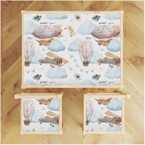 IKEA LATT Table and Chairs Decals, Sky Adventure Theme, Vintage Airplane and Balloons, Watercolor Vinyl, Peel and Stick Kids Table Makeover