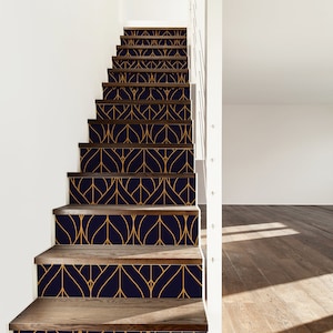 Arabic Leaves Decal \ Dark Leaves Sticker \ Vintage Removable Stair Riser Decals \ Peel & Stick Vinyl Stair Sticker