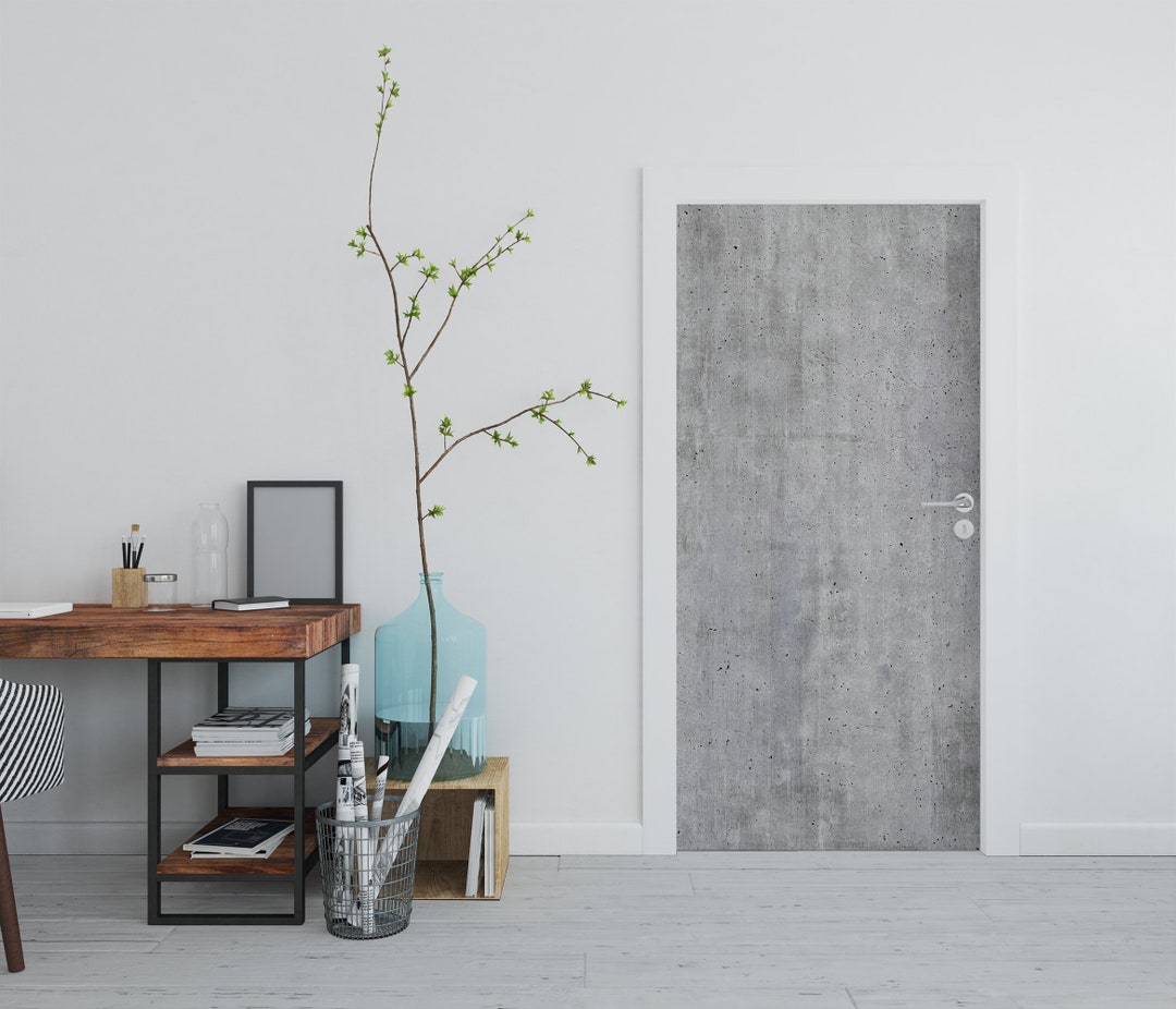 Concrete Loft Industrial Door Decal Door Sticker Peel and Stick Vinyl