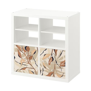 Beige Botanical Branches Ikea Kallax Drawers Sticker, Removable Decal, Ikea Vinyl Decal, Modern Nature Decor, Elegant Earthy Furniture