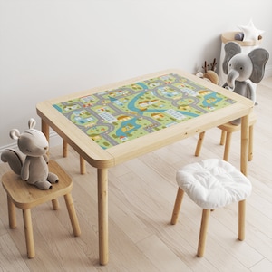 Ikea Flisat Tisch Aufkleber, Grüne Stadt Aufkleber, Lustige Stadt Straßen Karte Aufkleber, Lustige Möbel Aufkleber, Abziehbilder, Schälen und Stick, Ikea Aufkleber