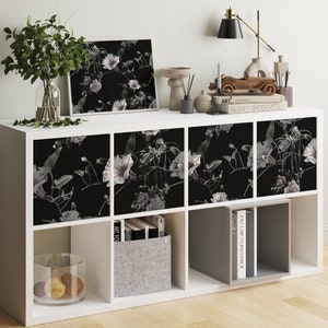 Ikea Kallax Expedit Decal \ Black Floral \ Rack Sticker \ Removable Decal \ Peel and Stick \  Ikea Vinyl Decal