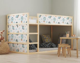 Adhesivo para cama IKEA KURA, diseño de globo aerostático, para habitación infantil, vinilo de nubes y globos, extraíble y autoadhesivo.