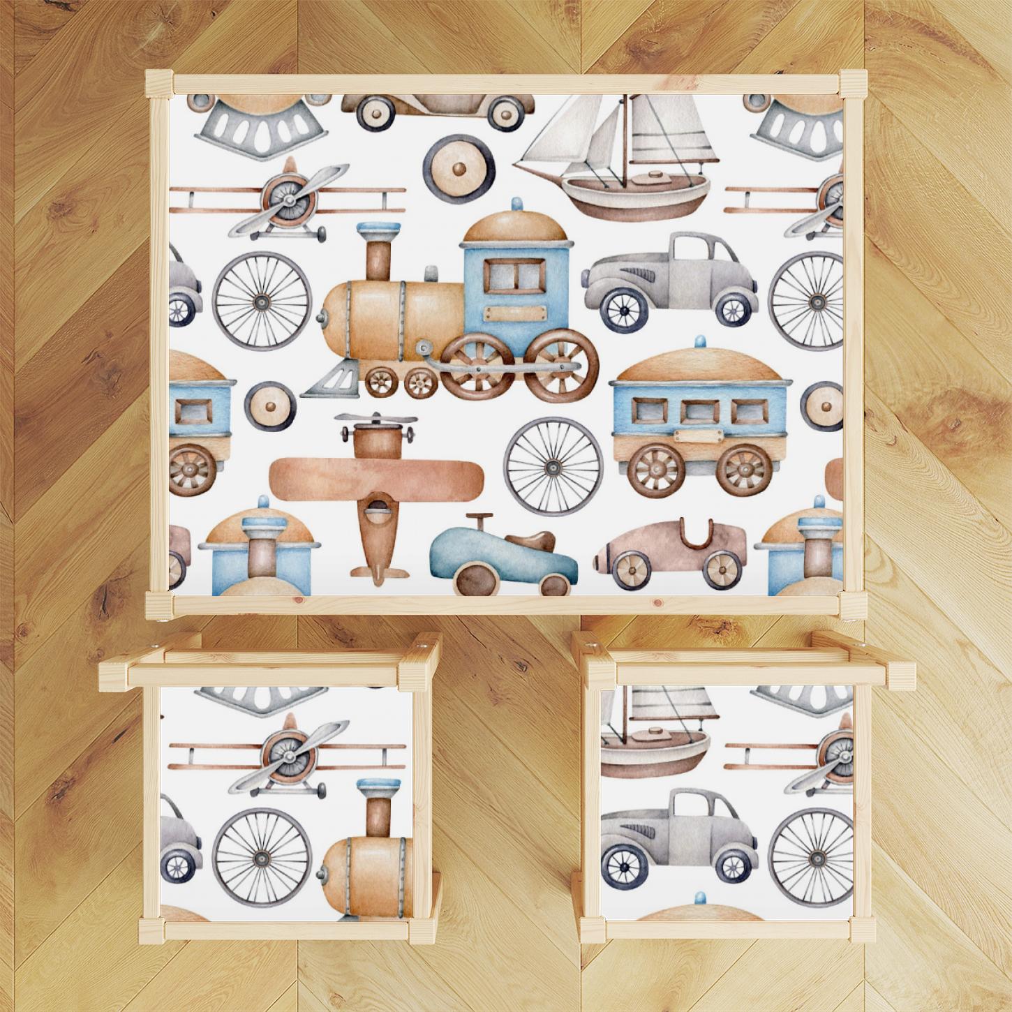 Graphics Sticker For Table Ikea LATT Table and Chairs Decals \ Vintage Transport \ Table Sticker ...