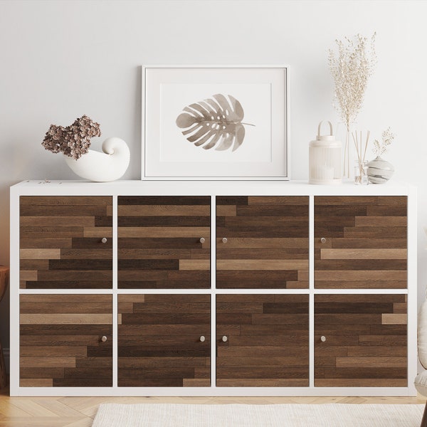 Ikea Kallax Expedit Decal \ Dark Wooden Parquet \ Rack Sticker \ Removable Decal \ Peel and Stick \  Ikea Vinyl Decal