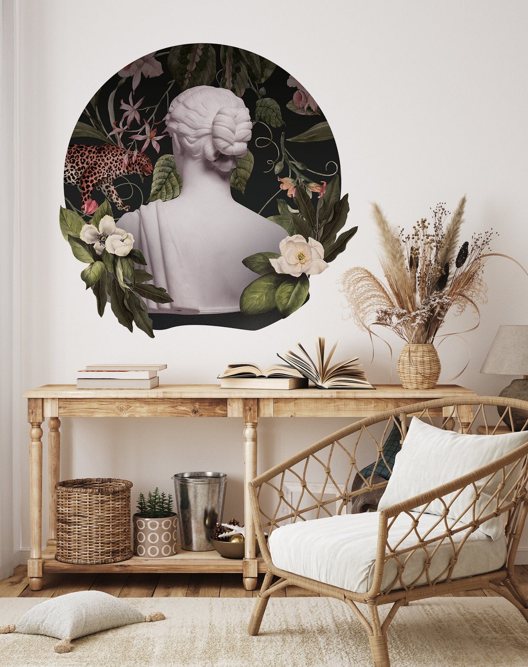 Lady Sculpture Decal \ Dark Nature Wall Sticker \ Floral Removable ...