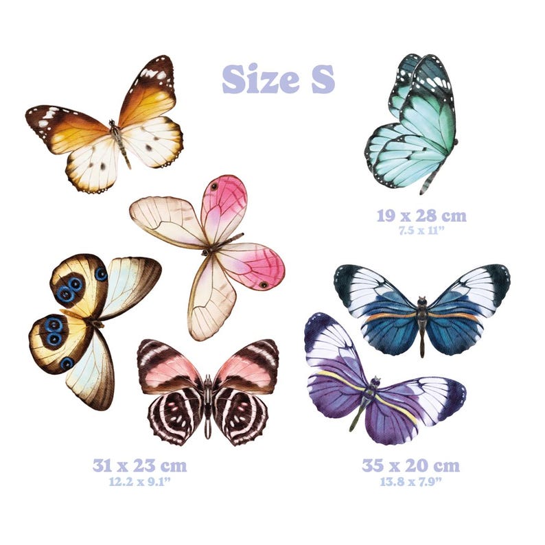 Colorful Watercolor Realistic Butterflies \ Wall Decal \ Removable Wall ...