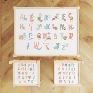 IKEA LATT Table and Chairs Decals, Colorful Modern Alphabet Stickers, A-Z Animal Letters, Peel and Stick, Montessori Kids Table Makeover