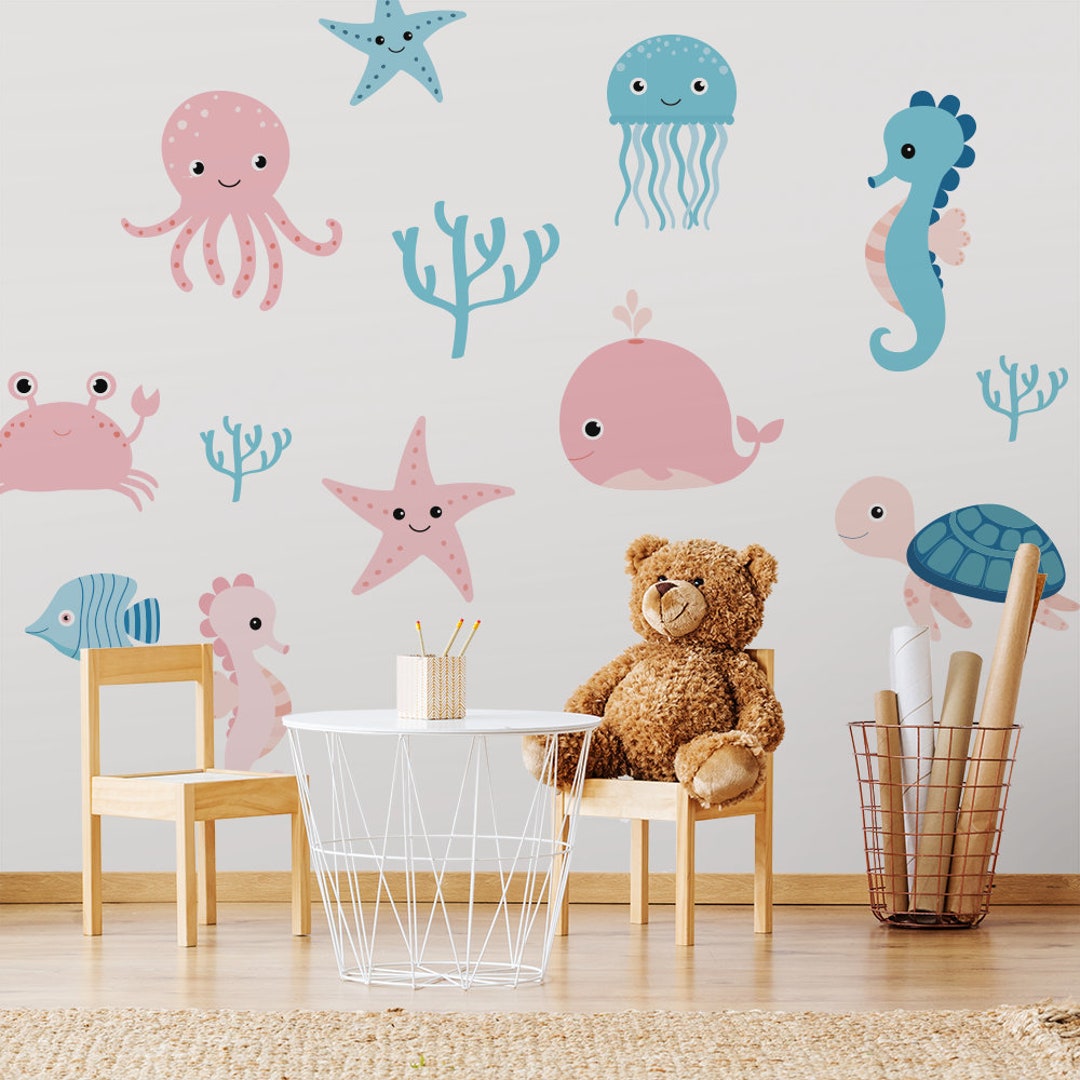 Sea Animals Wall Decal Removable Wall Stickers Self Adhesive Wall Decal