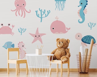 Sea Animals \ Wall Decal \ Removable Wall Stickers \ Self Adhesive Wall Decal \ Wall Art