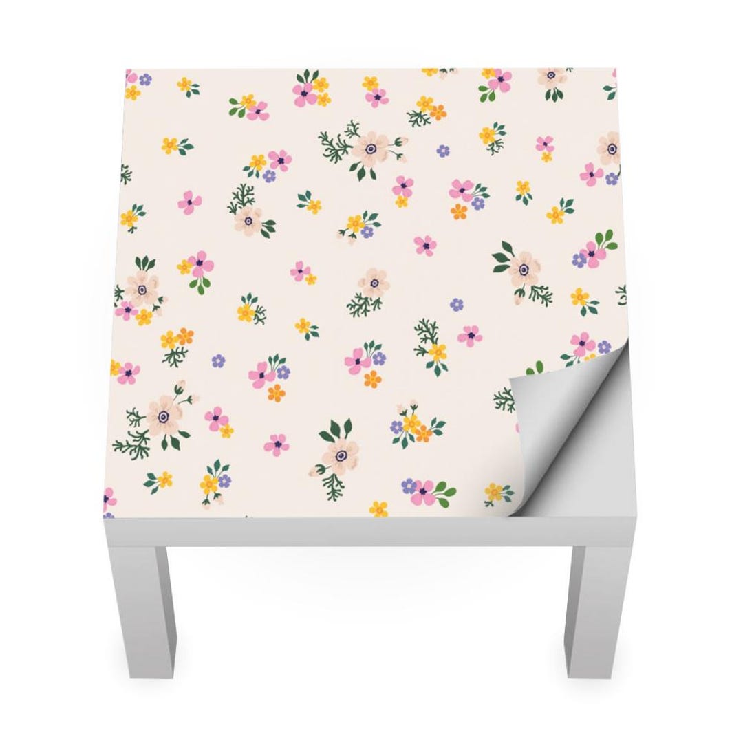 Table Sticker Beige Sticker for IKEA LACK Table, Wildflowers, Floral Vinyl Cover, Beige ...