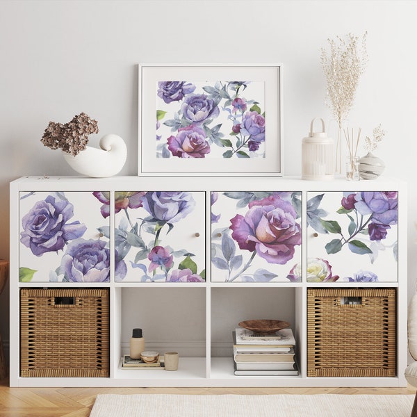 Ikea Kallax Expedit Decal \ Purple Flower \ Rack Sticker \ Removable Decal \ Peel and Stick \  Ikea Vinyl Decal