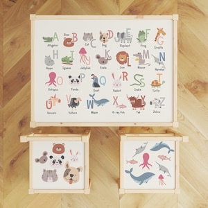 Alphabet Animal Decal for IKEA LATT Table, ABC Table Sticker for Kids, Educational Play Table Vinyl, Montessori Learning Decor