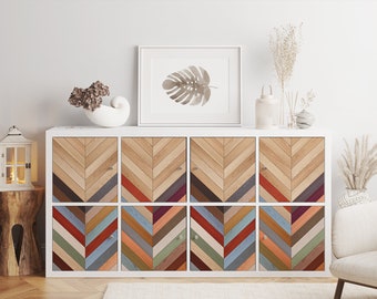 Ikea Kallax Expedit Decal \ Colorful Wooden Parquet \ Rack Sticker \ Removable Decal \ Peel and Stick \  Ikea Vinyl Decal