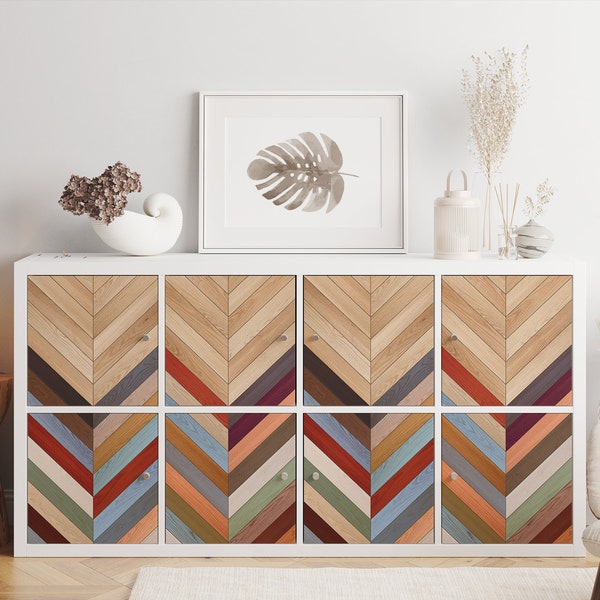 Ikea Kallax Expedit Decal \ Colorful Wooden Parquet \ Rack Sticker \ Removable Decal \ Peel and Stick \  Ikea Vinyl Decal