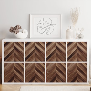 Ikea Kallax Expedit Decal \ Dark Wooden Parquet \ Rack Sticker \ Removable Decal \ Peel and Stick \  Ikea Vinyl Decal