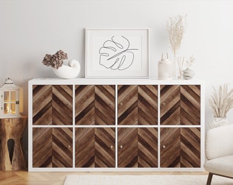 Ikea Kallax Expedit Decal \ Dark Wooden Parquet \ Rack Sticker \ Removable Decal \ Peel and Stick \  Ikea Vinyl Decal