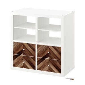 Dark Brown Herringbone Ikea Kallax Drawers Sticker, Removable Decal, Ikea Vinyl Decal, Parquet Pattern, Modern Farmhouse Furniture