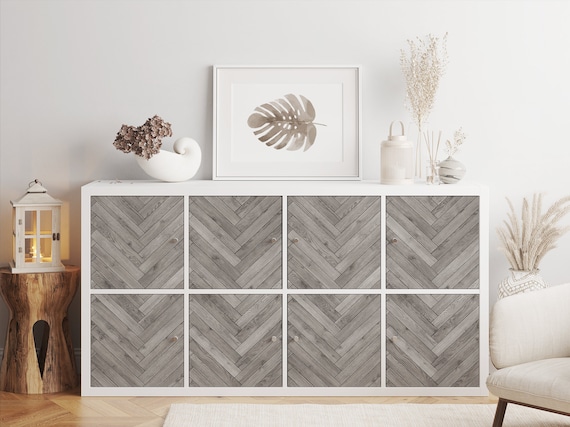 Ikea Kallax Expedit Decal Gray Wooden Parquet Rack Sticker Removable Decal Peel and Stick Ikea Vinyl Decal Etsy