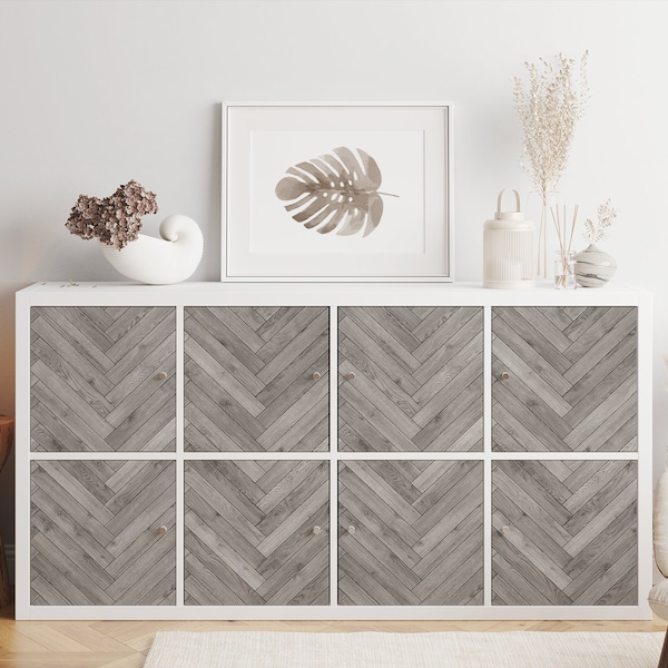 Ikea Kallax Expedit Decal \ Gray Wooden Parquet \ Rack Sticker \ Removable Decal \ Peel and Stick \  Ikea Vinyl Decal