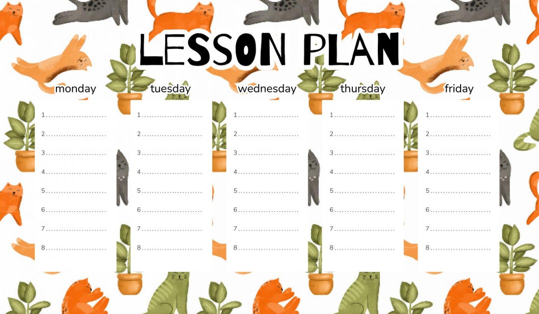 Magnetic Lesson Plan Colorful Cats - Etsy