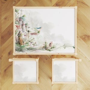 Ikea LATT Table and Chairs Decals, Fairy Village and Nature Scene, Cute Watercolor Vinyl, Peel and Stick Kids Table Makeover