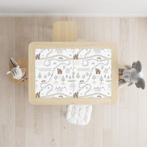Ikea Flisat Tischaufkleber, Kinder Landschaft Urlaub Design, Berglandschaft Dorf Szene Aufkleber, Kinderzimmer Möbel Aufkleber