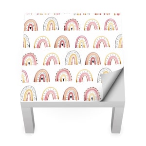 Sticker for IKEA LACK Table, Pastel Rainbow, Boho Kids Room Decor, Soft Tones, Watercolor Print, Removable Table Decal