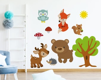 Adorable Forest Animals \ Wall Decal \ Removable Wall Stickers \ Self Adhesive Wall Decal \ Wall Art