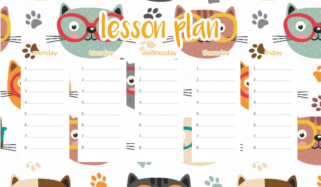 Magnetic Lesson Plan Cats With Glasses - Etsy