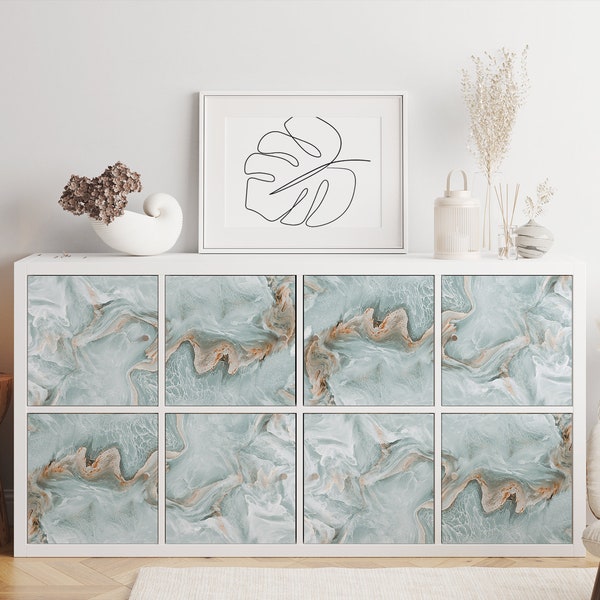 Ikea Kallax Expedit Decal \ Abstract Blue Marble \ Rack Sticker \ Removable Decal \ Peel and Stick \  Ikea Vinyl Decal